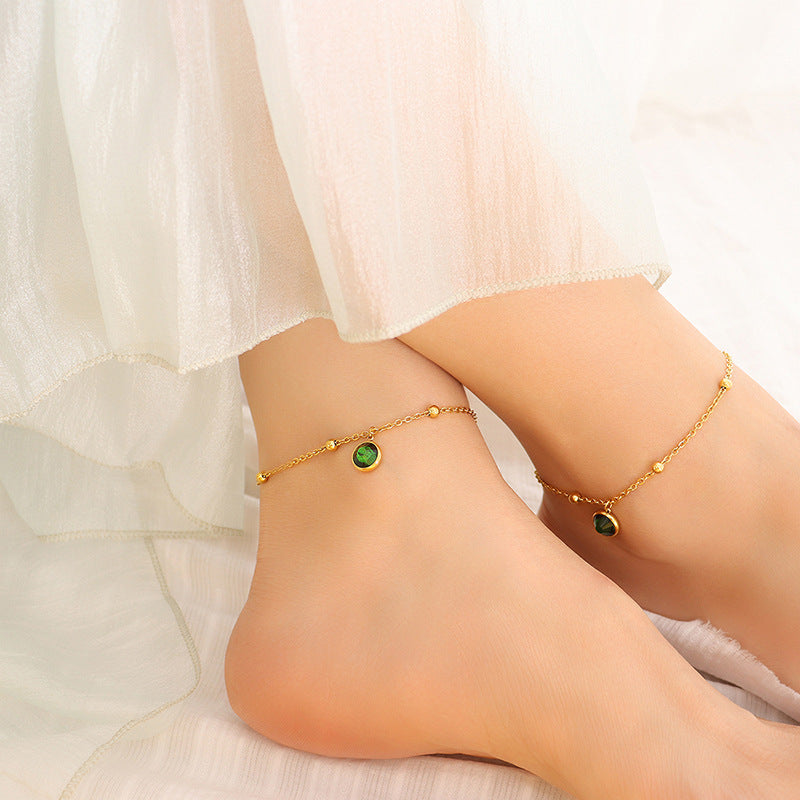 GREEN STONE FOOT ANKLET