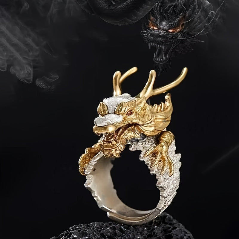 Golden Dragon Men's Domineering Fashion Open Adjustable Ring