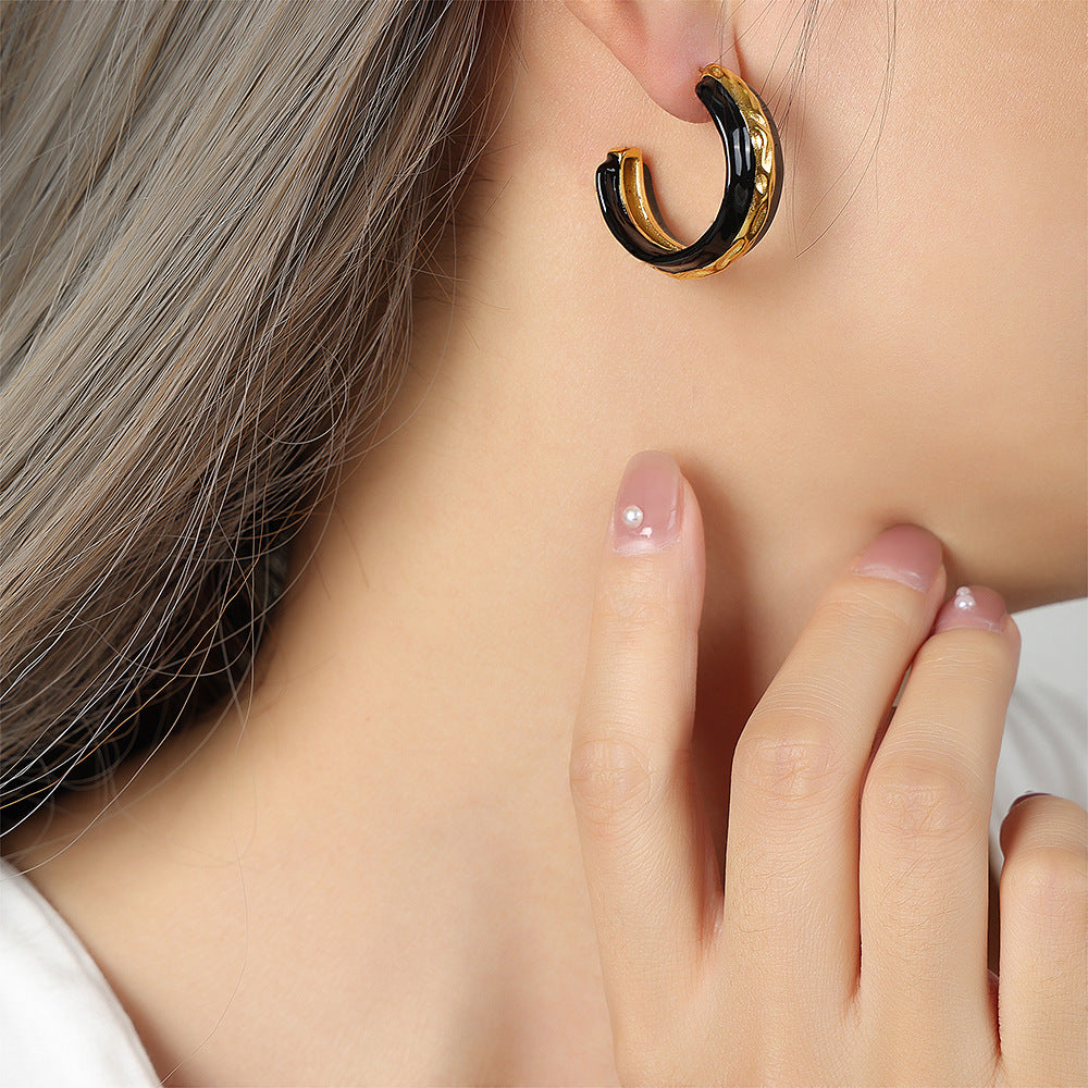 HALF CIRCLE C-SHAPED EARRINGS