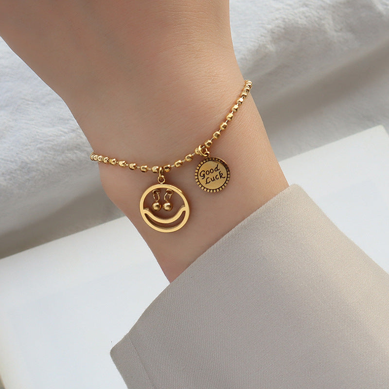 HIP HOP SMILING FACE RICE BALL BRACELET