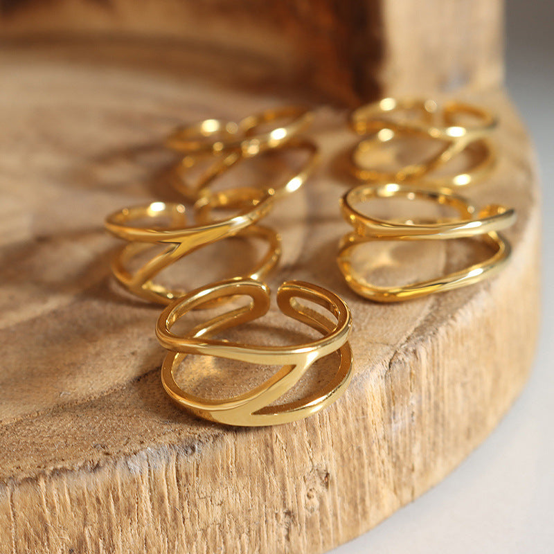 HOLLOW DOUBLE LAYER OPEN PLAIN RING RING