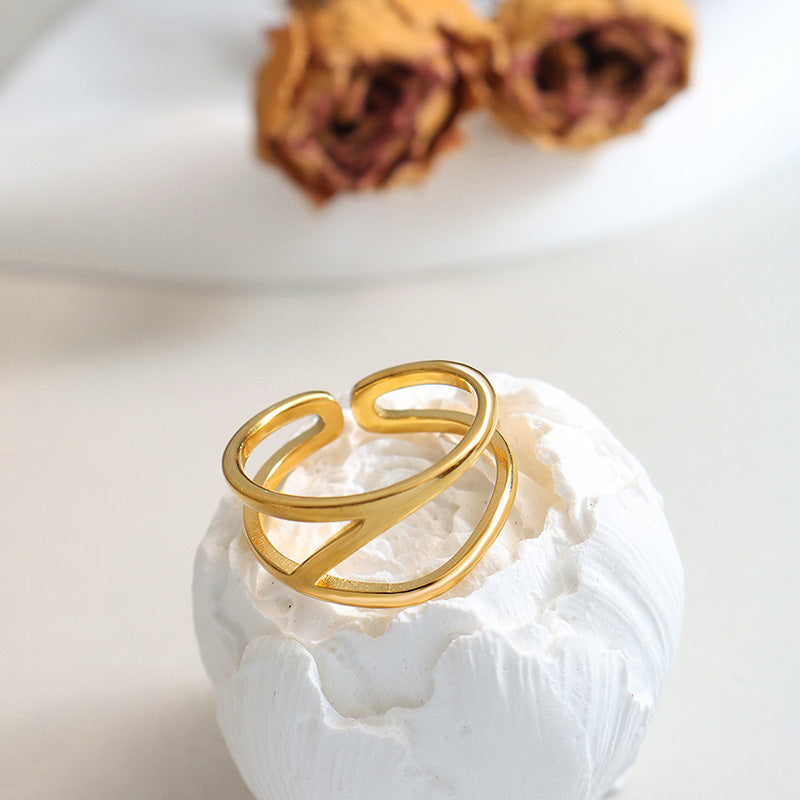 HOLLOW DOUBLE LAYER OPEN PLAIN RING RING