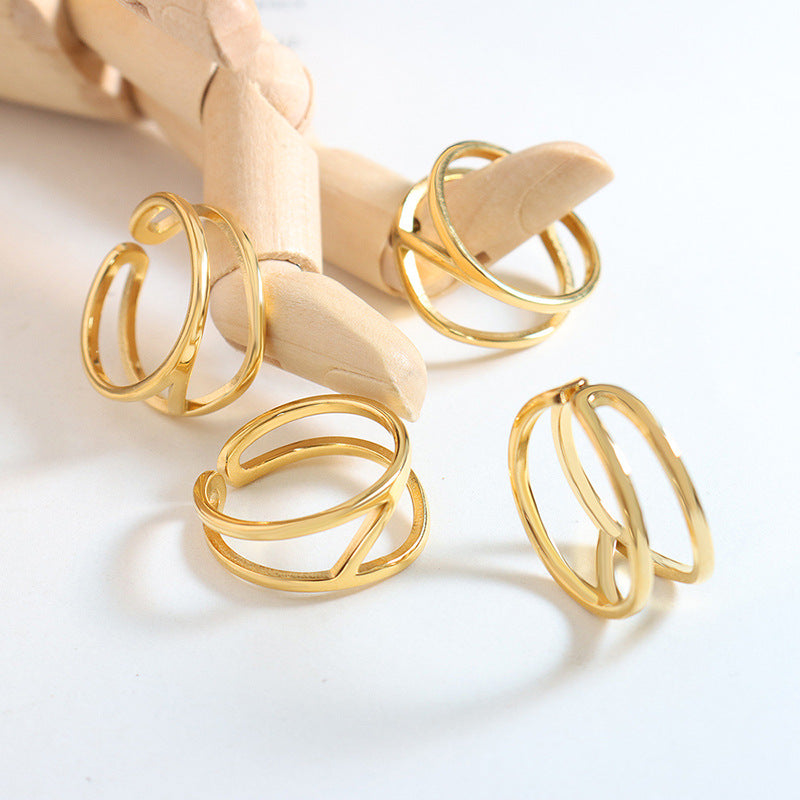 HOLLOW DOUBLE LAYER OPEN PLAIN RING RING