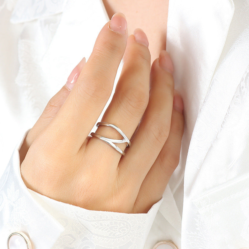 HOLLOW DOUBLE LAYER OPEN PLAIN RING RING