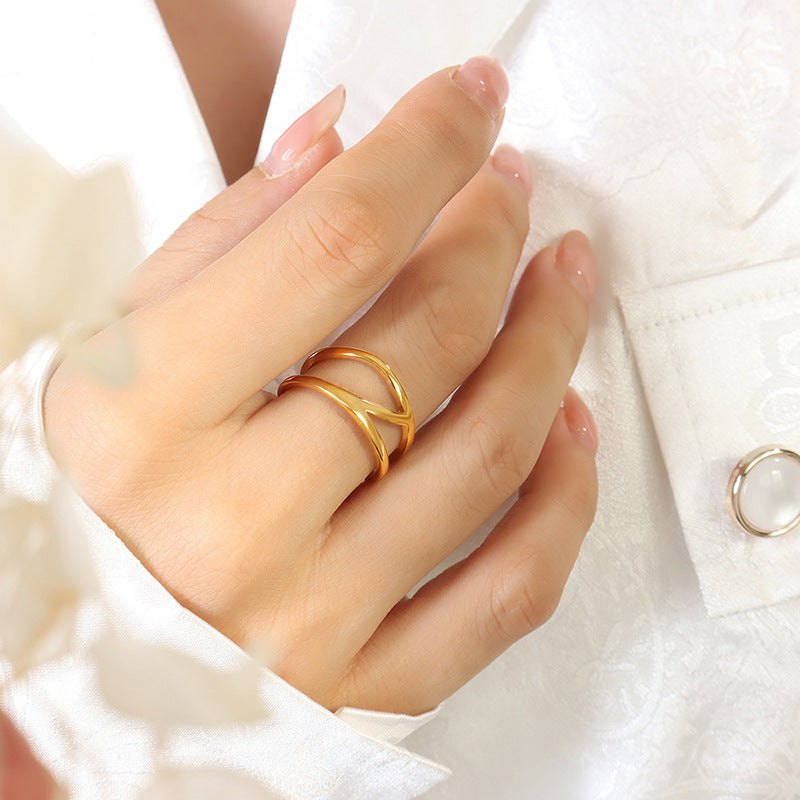 HOLLOW DOUBLE LAYER OPEN PLAIN RING RING