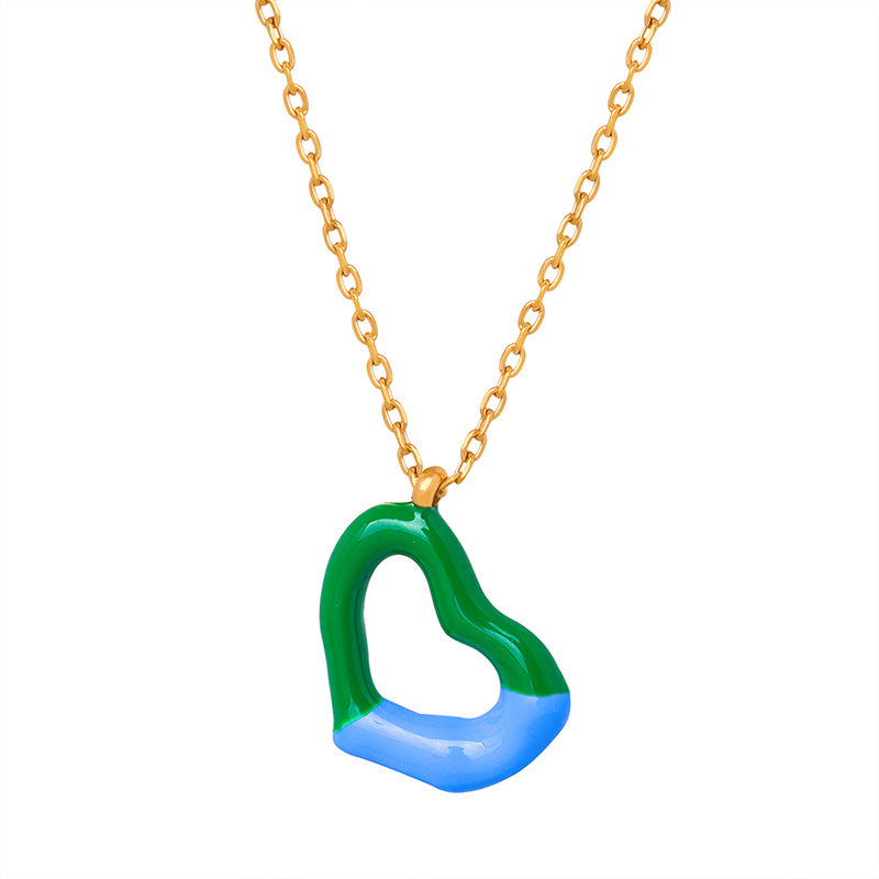 HOLLOW HEART COLOR AXIS PENDANT NECKLACE