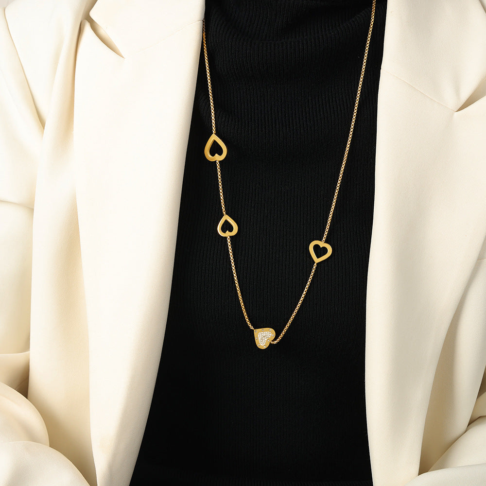 HOLLOW HEART DOUBLE LAYER NECKLACE