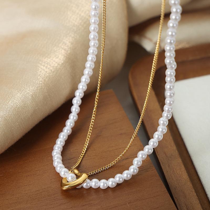 HOLLOW HEART PEARL NECKLACE
