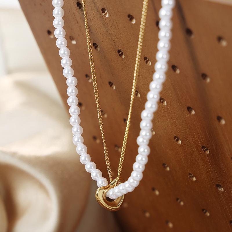 HOLLOW HEART PEARL NECKLACE