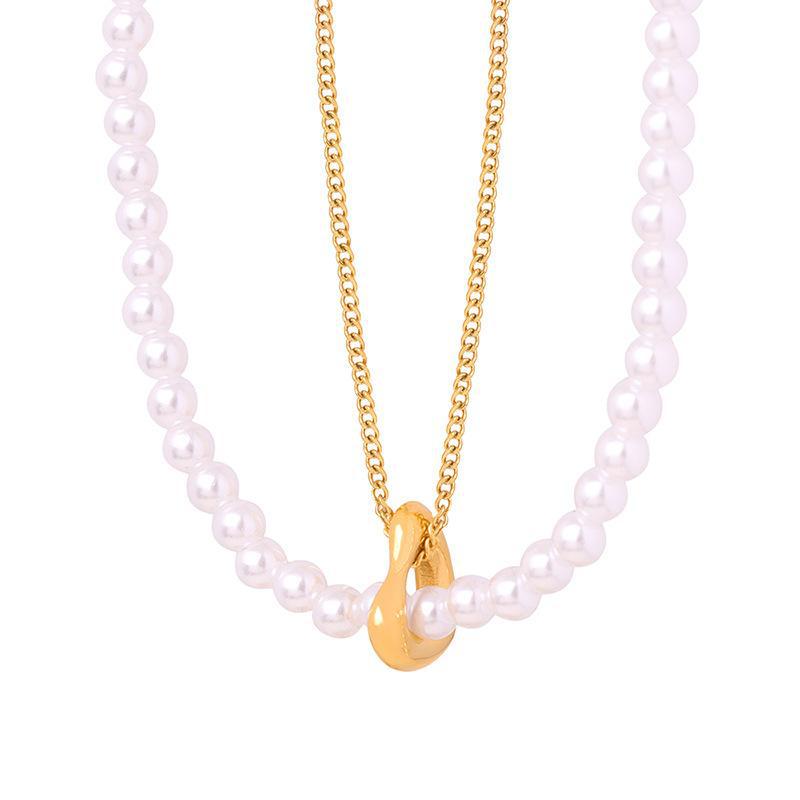 HOLLOW HEART PEARL NECKLACE