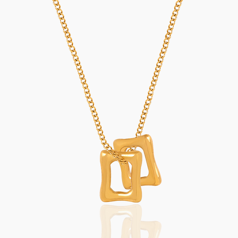 HOLLOW DOUBLE RING PENDANT NECKLACE