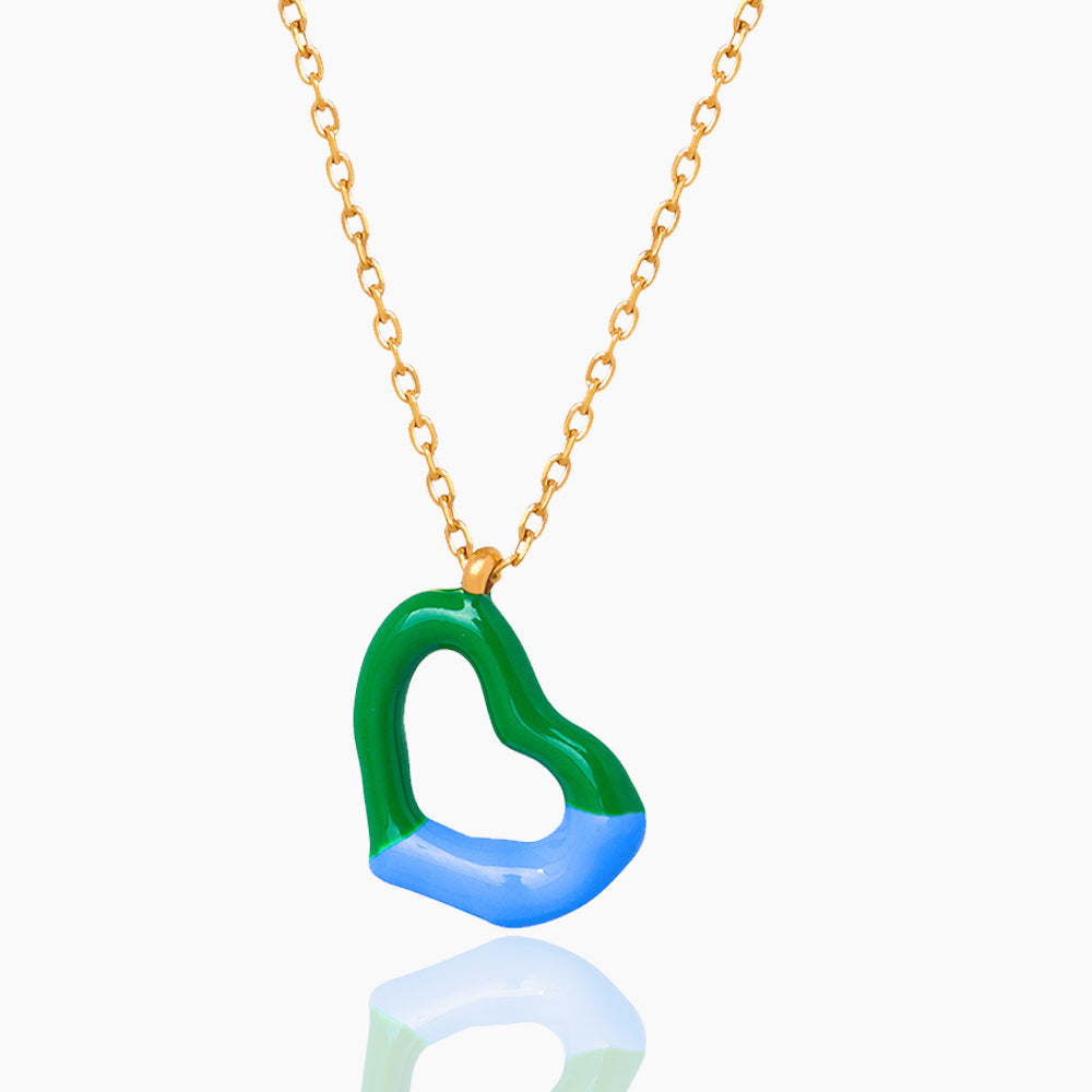 HOLLOW HEART COLOR AXIS PENDANT NECKLACE