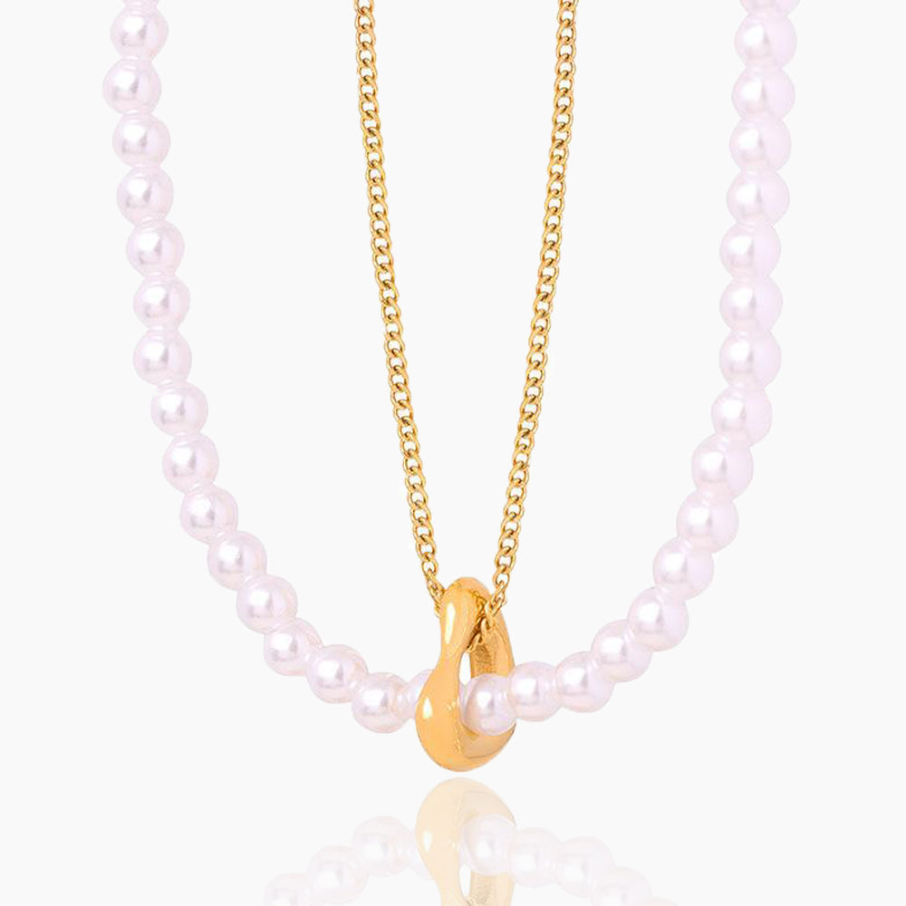 HOLLOW HEART PEARL NECKLACE
