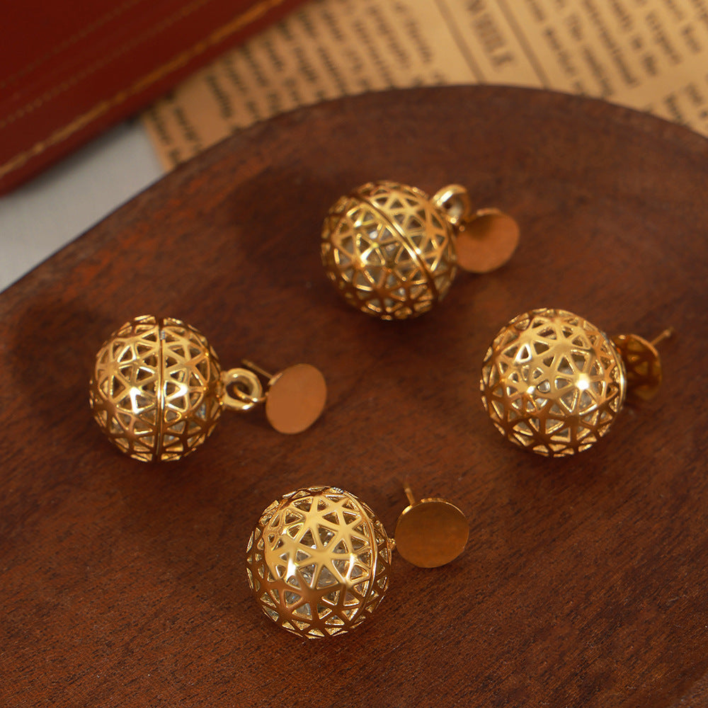 Hollow ball earrings