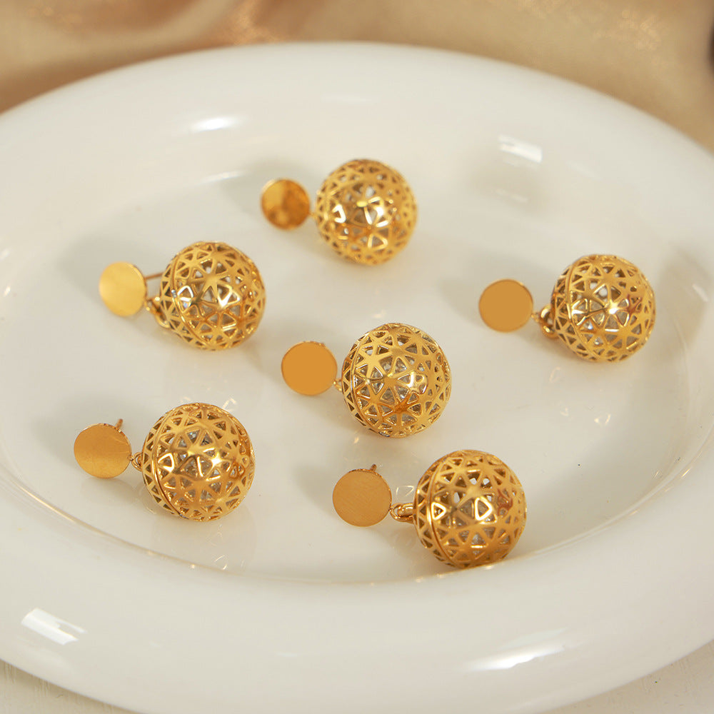 Hollow ball earrings