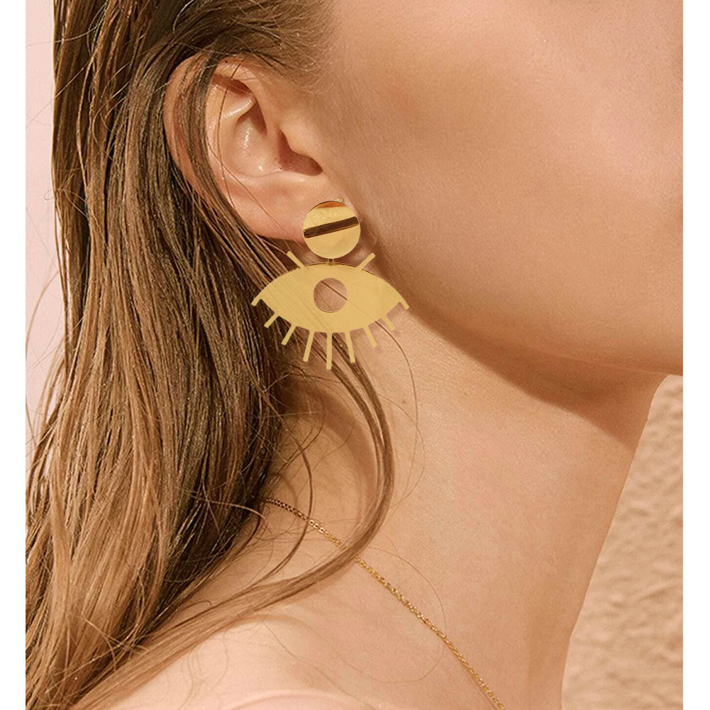 Hollow out eyes retro style earrings