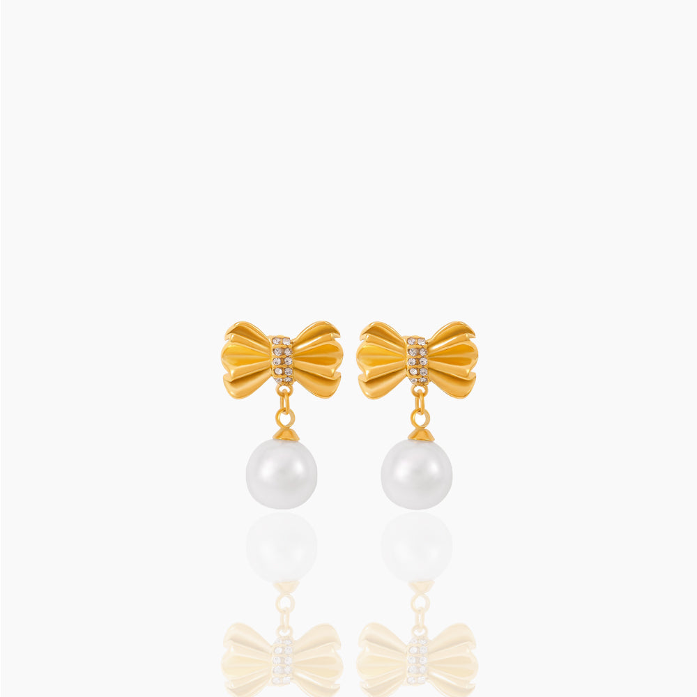 IMITATION PEARL BOW EARRINGS