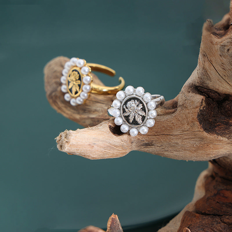 IMITATION PEARL FLOWER RING