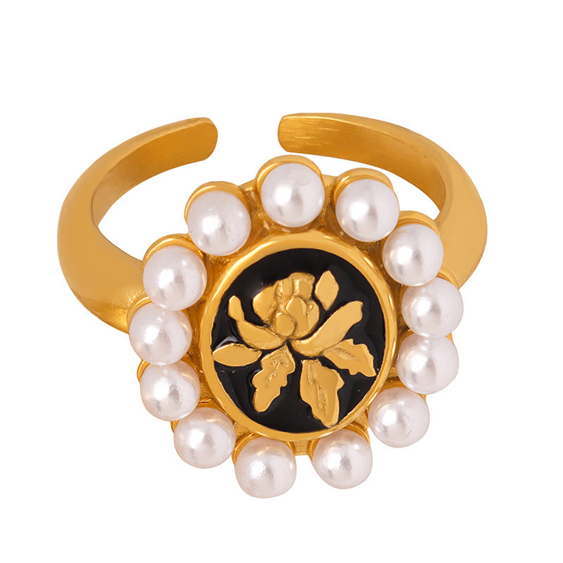 IMITATION PEARL FLOWER RING