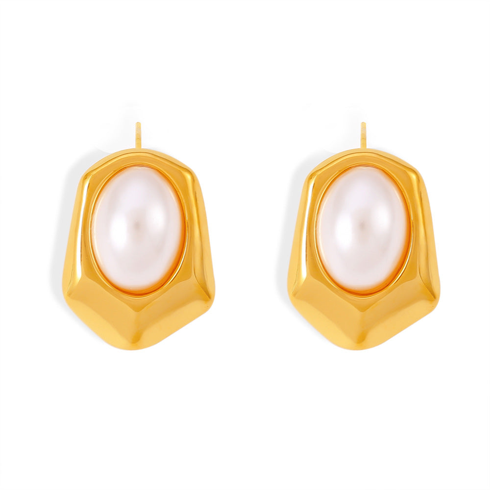 IMITATION PEARL SHIELD EARRINGS