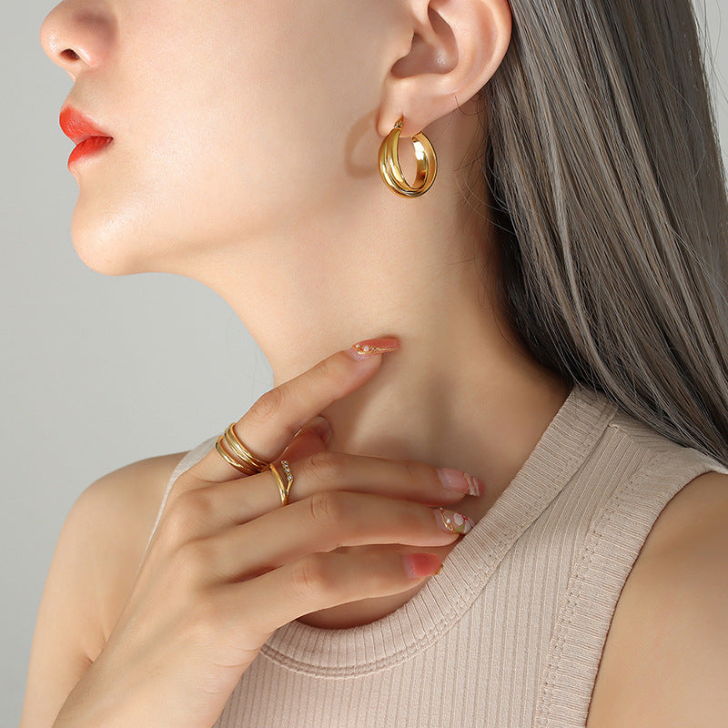 IRREGULAR DOUBLE LOOP WRAPPED EARRINGS