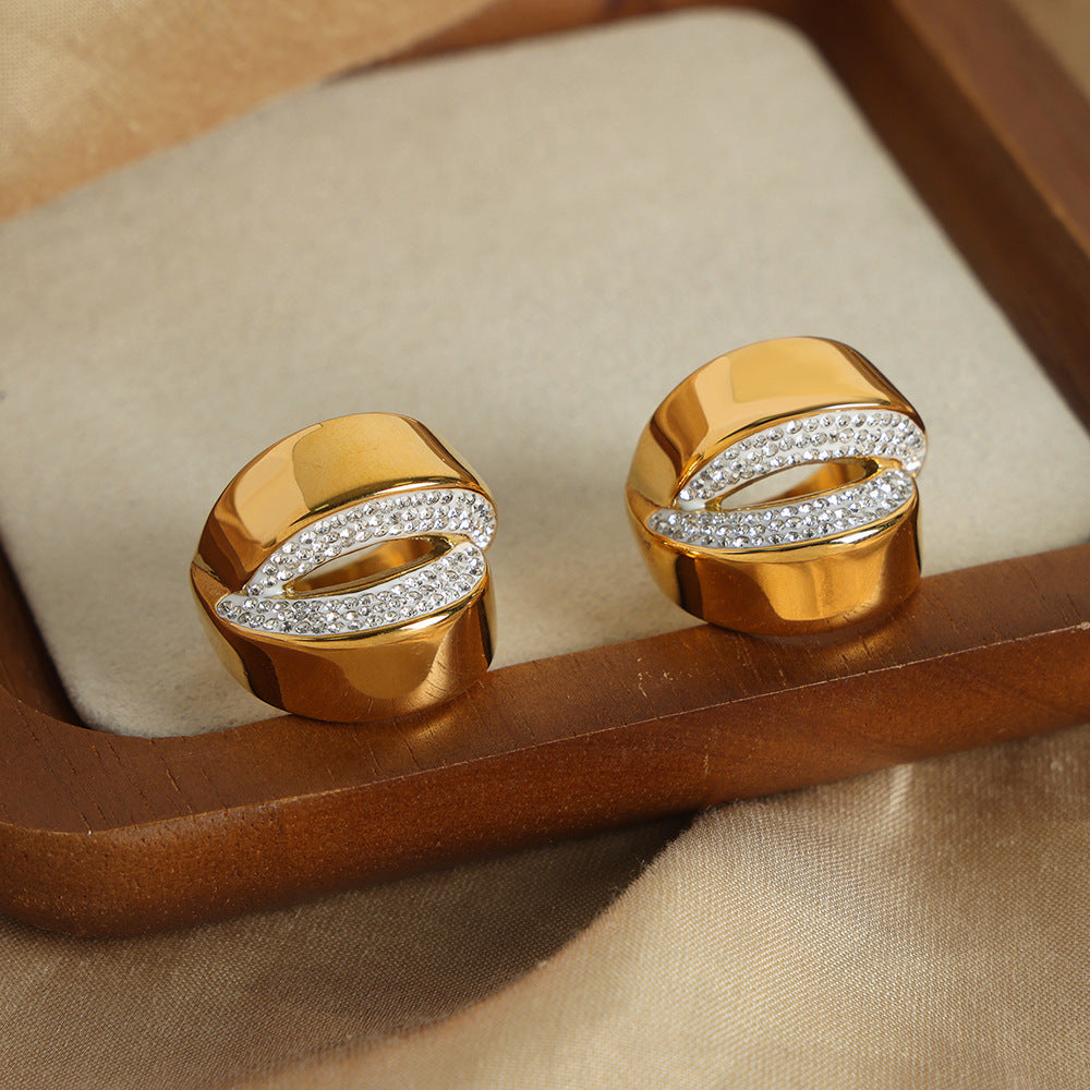 IRREGULAR GEOMETRIC STUDDED OPEN RING