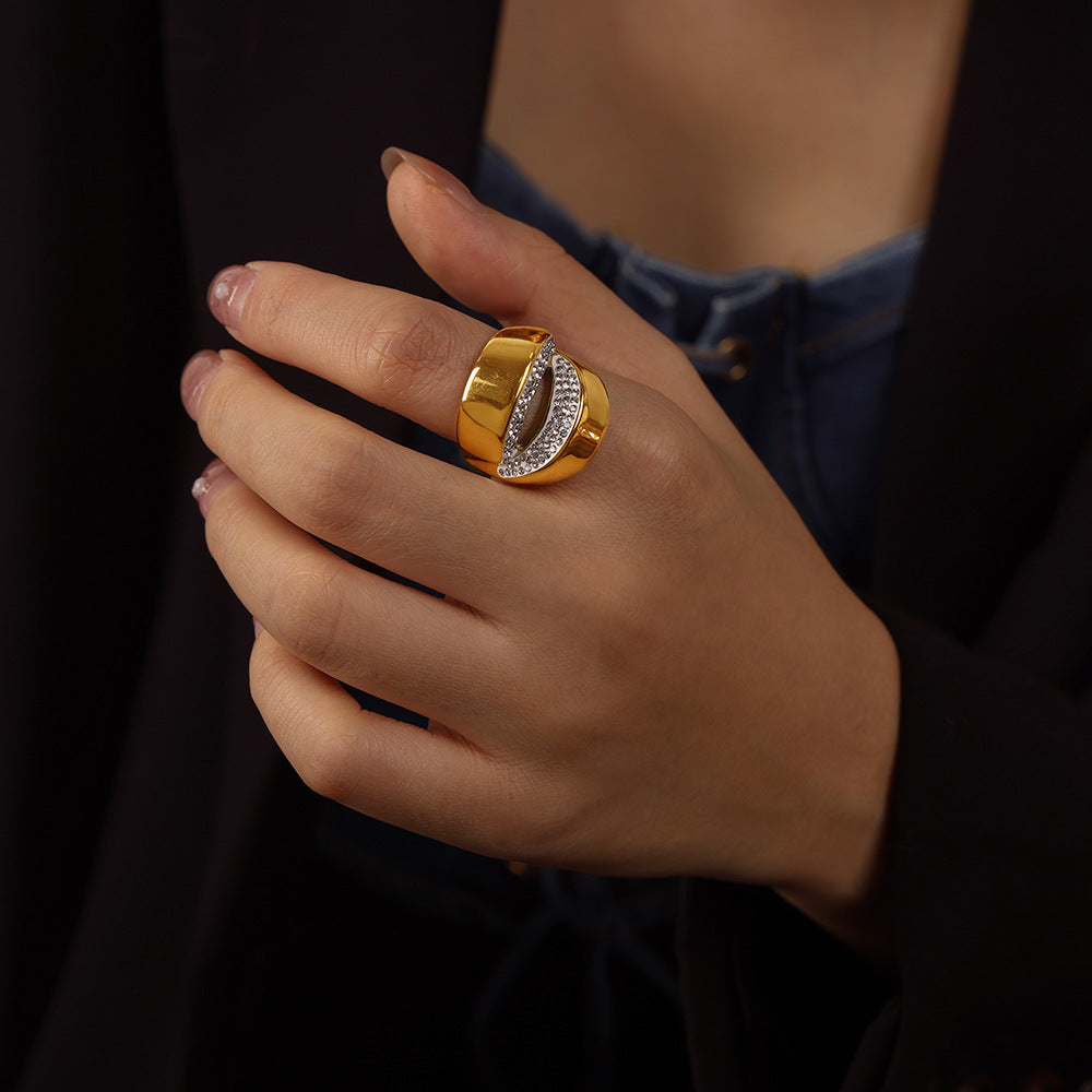 IRREGULAR GEOMETRIC STUDDED OPEN RING