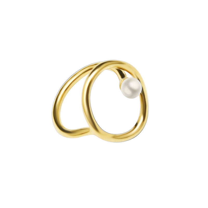 IRREGULAR IMITATION PEARL RING