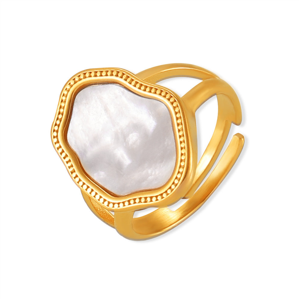 IRREGULAR WHITE SEASHELL RING