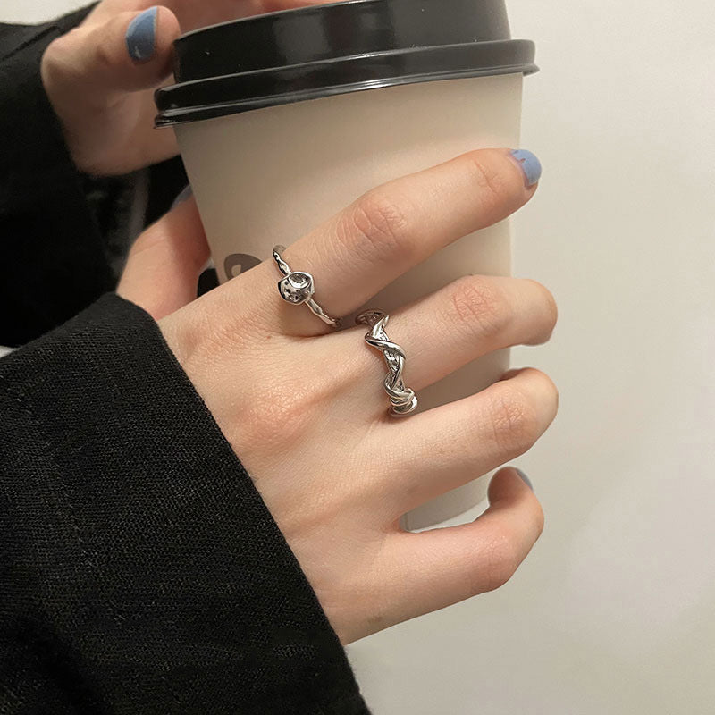 Irregular plain ring two-piece set ring