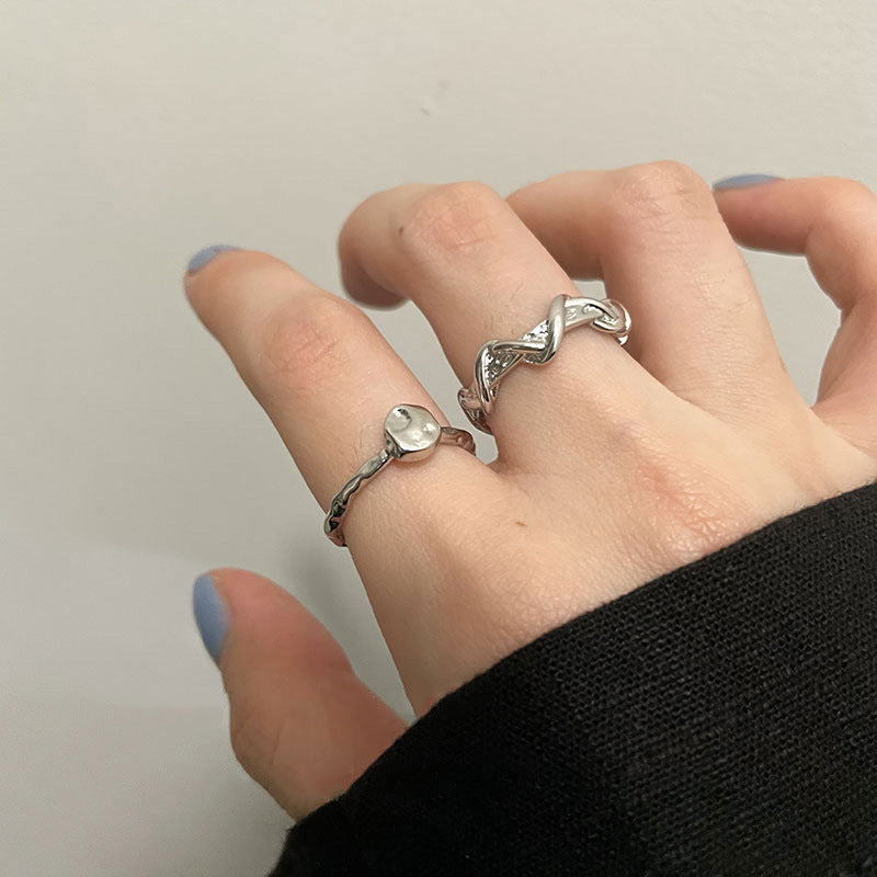 Irregular plain ring two-piece set ring