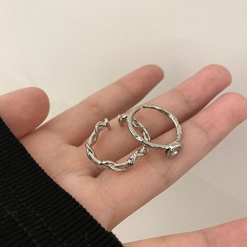 Irregular plain ring two-piece set ring
