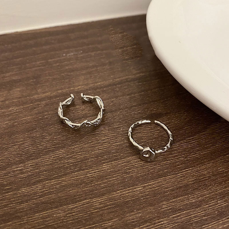 Irregular plain ring two-piece set ring