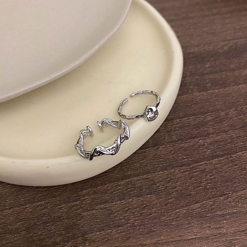 Irregular plain ring two-piece set ring