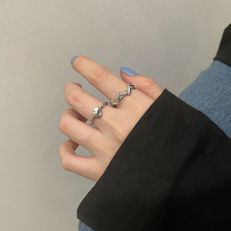 Irregular plain ring two-piece set ring