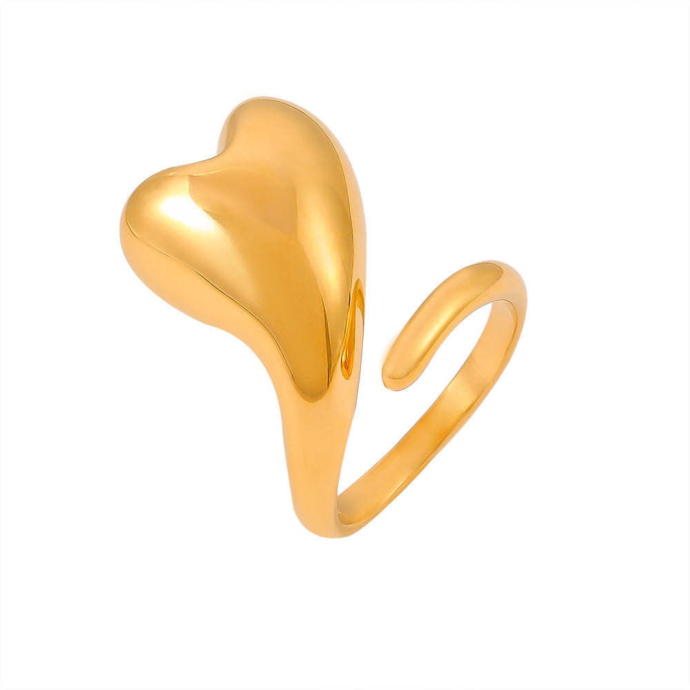 Irregular smooth heart open ring