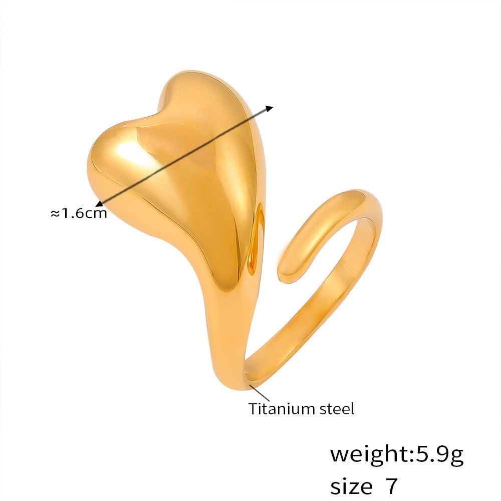 Irregular smooth heart open ring