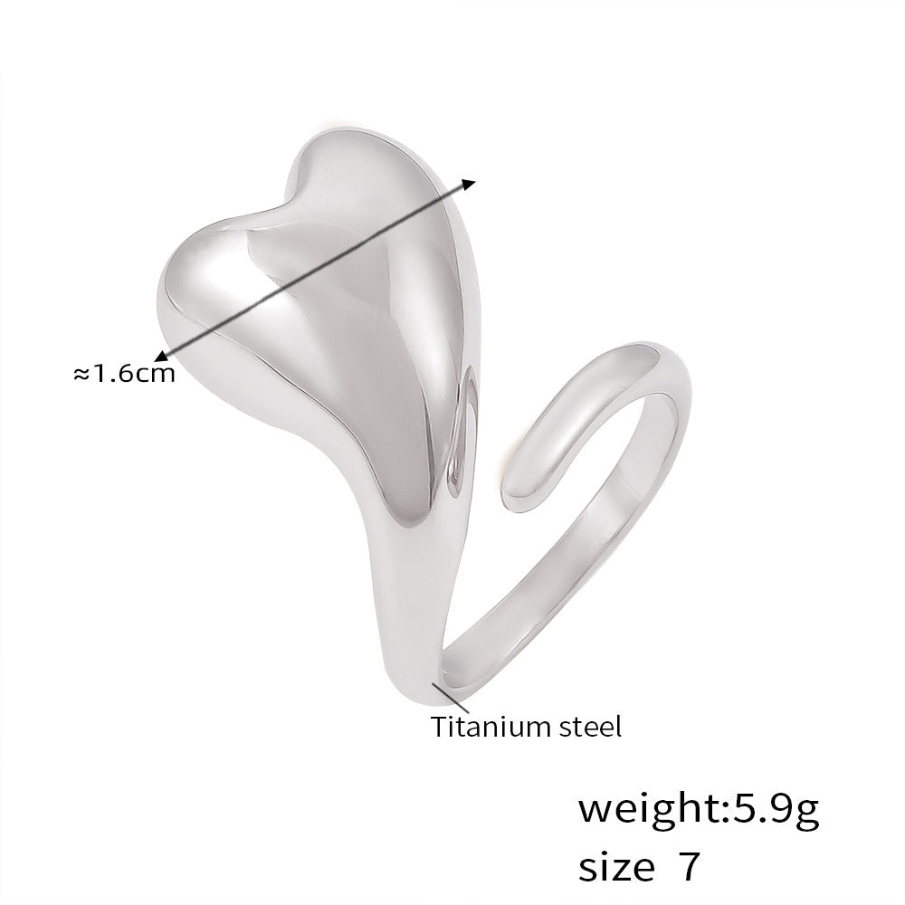 Irregular smooth heart open ring