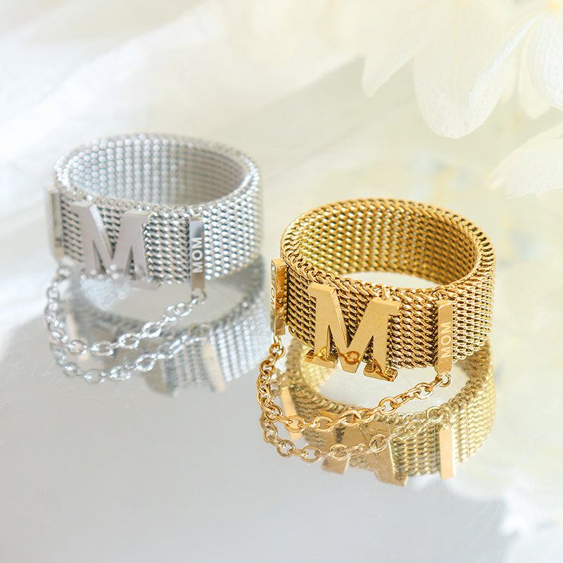 LETTER M WIDE RING