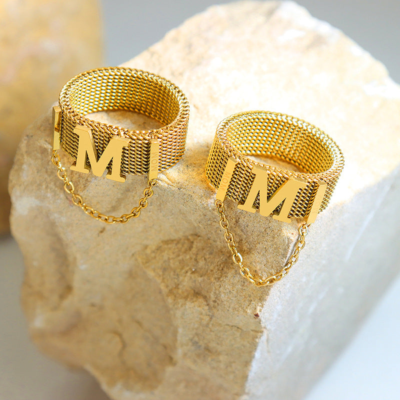 LETTER M WIDE RING