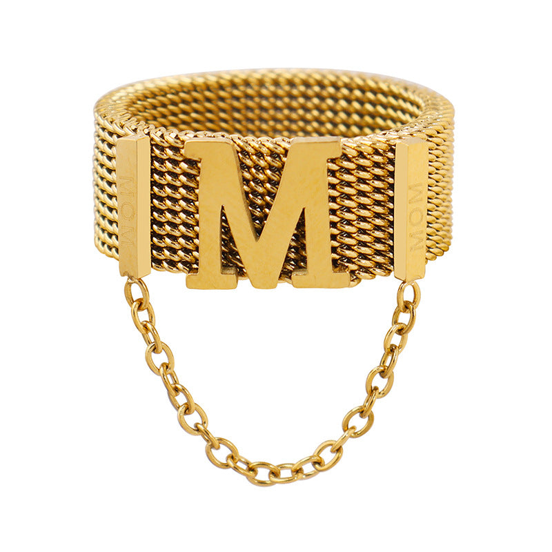 LETTER M WIDE RING