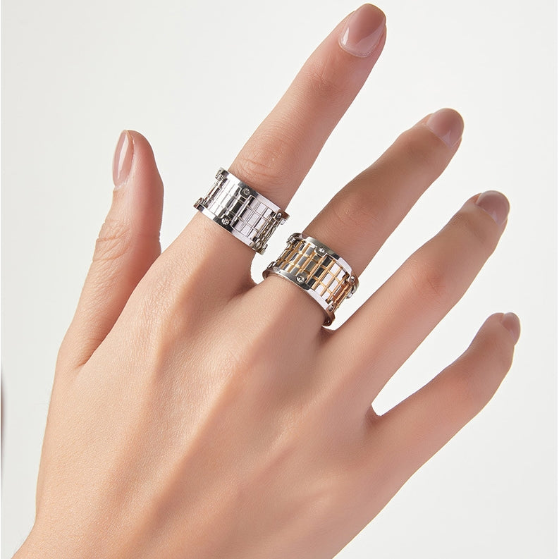 LINE GRID COUPLE RING