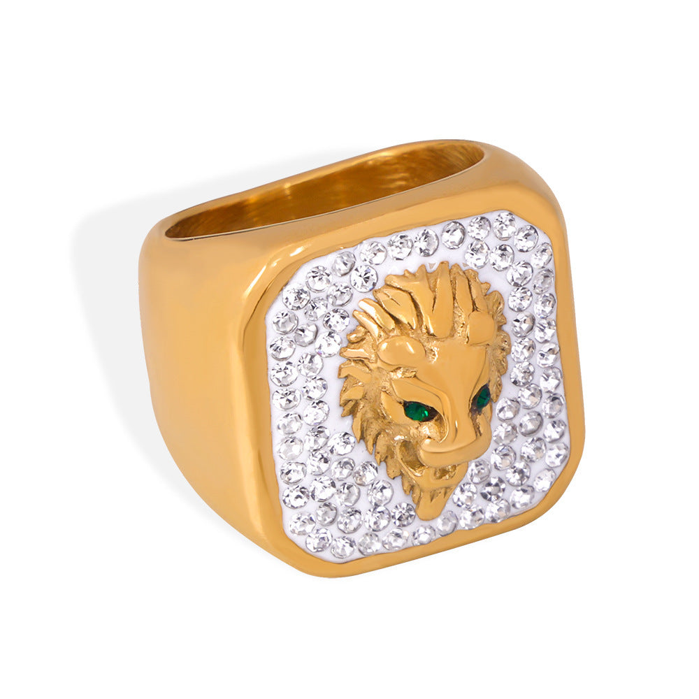LION RELIEF INLAID RING