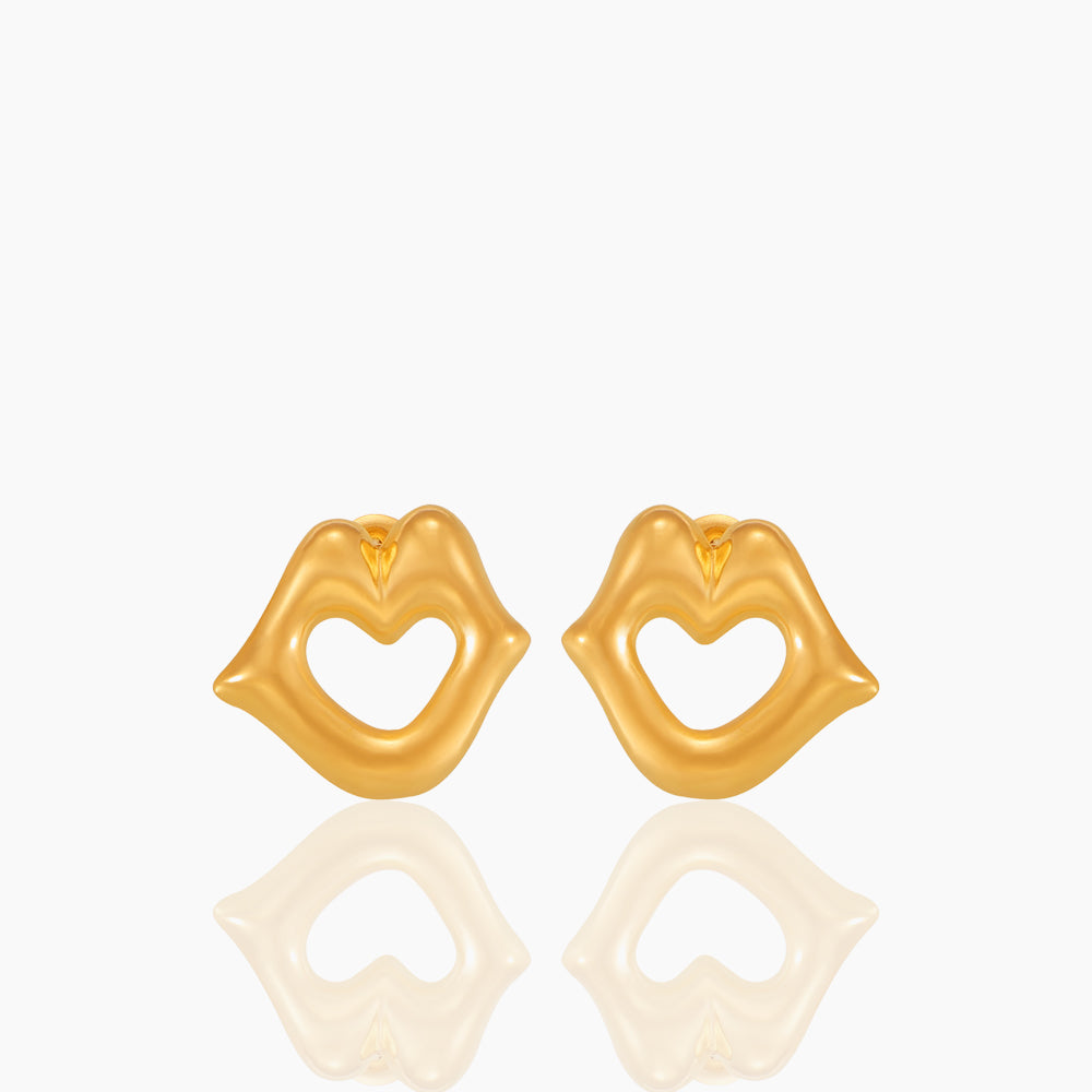 LIPS HOLLOWED OUT HEART-SHAPED EARRINGS