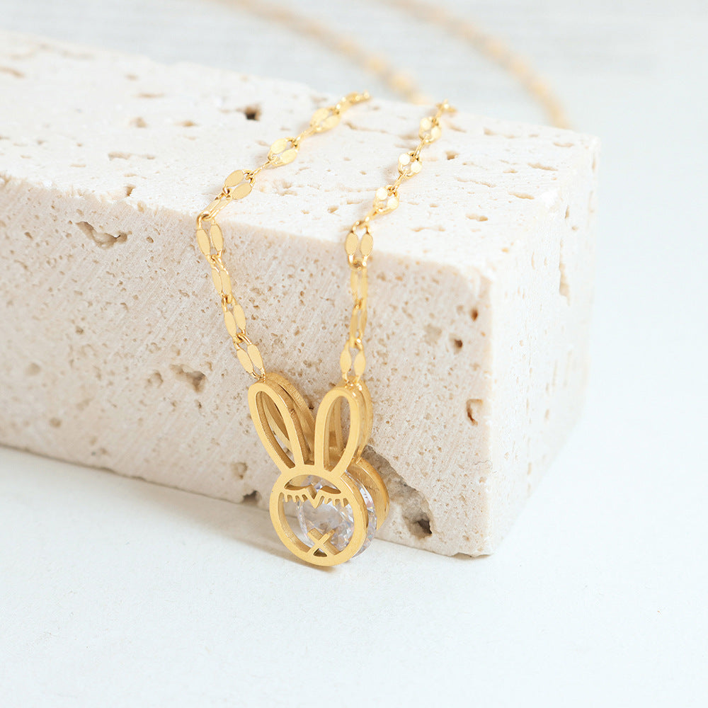 LITTLE RABBIT PENDANT BRIGHT STONE NECKLACE