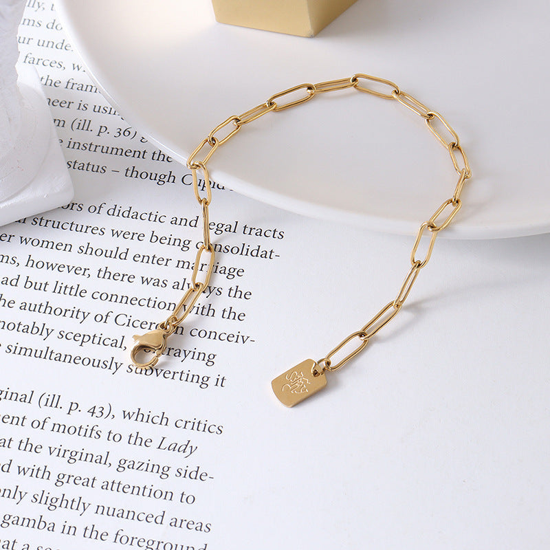 LONG BRAND LETTER WIDE CHAIN BRACELET