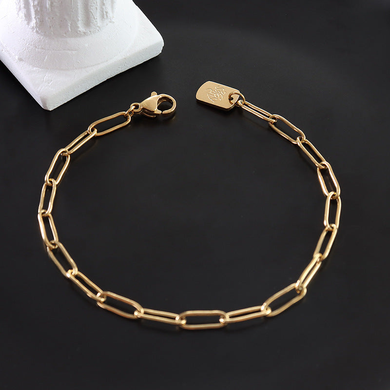LONG BRAND LETTER WIDE CHAIN BRACELET