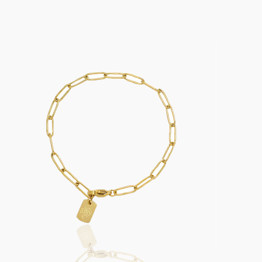 LONG BRAND LETTER WIDE CHAIN BRACELET