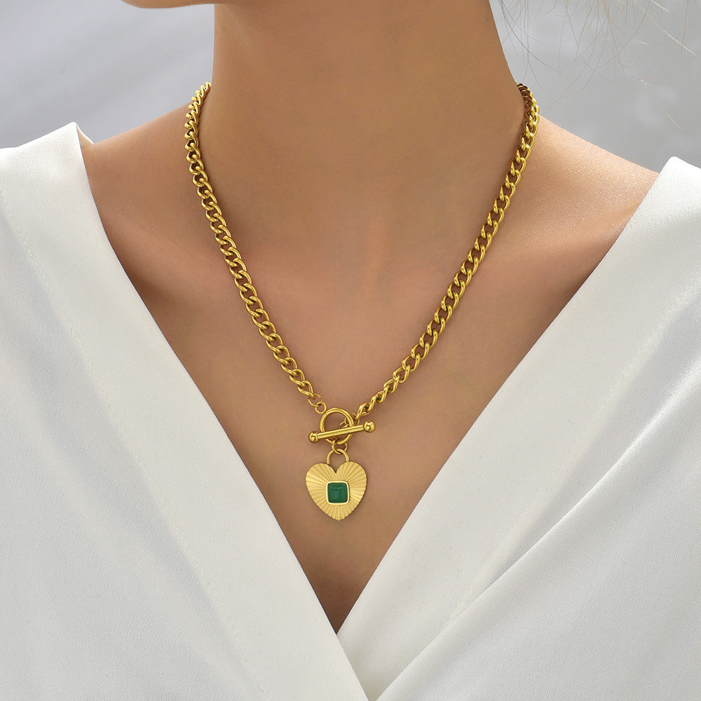 LOVE LOCK EMERALD NECKLACE