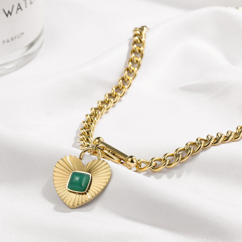 LOVE LOCK EMERALD NECKLACE